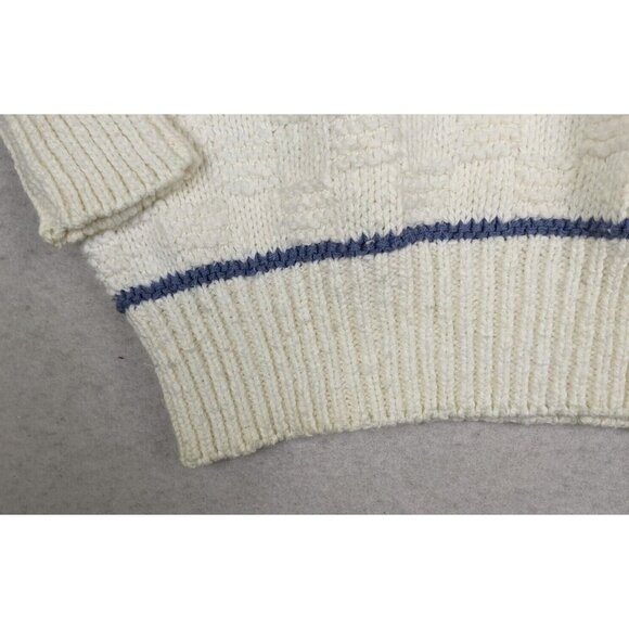 Private Club Vintage Men's Sweater White Striped Crew Neck Pullover Size XL - Picture 4 of 12